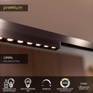 LINIAL XENIA Railspot - 1-fase Railsysteem / Smart Railverlichting - Smart - 48V Track - LED - Mat Zwart Chroom