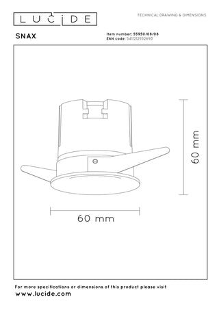 SNAX - Spot encastrable - Ø 6 cm - LED Dimmable - CCT - 1x8W 2700K/4000K - Chrome noir mat