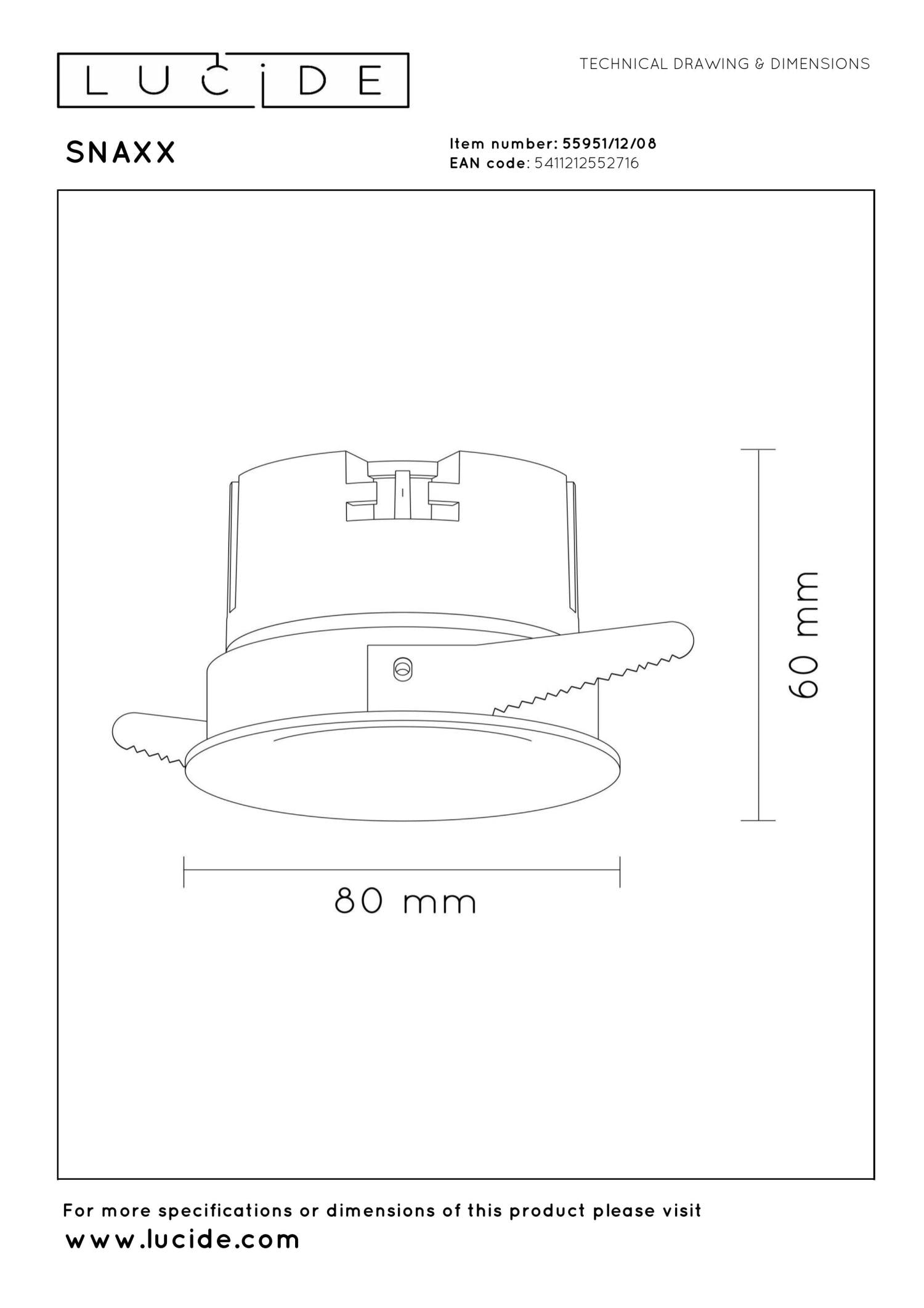 SNAXX - Recessed spotlight - Ø 8 cm - LED Dimmable - CCT - 1x12W 2700K/4000K - Matt black chrome