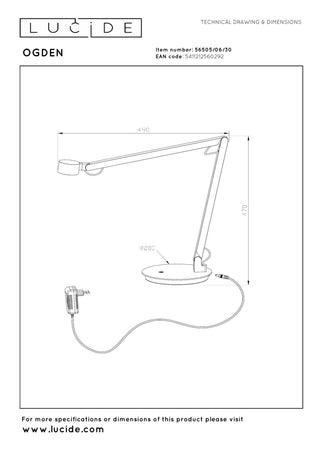 OGDEN - Desk lamp - LED 3 StepDim - 1x7W 3000K - Black