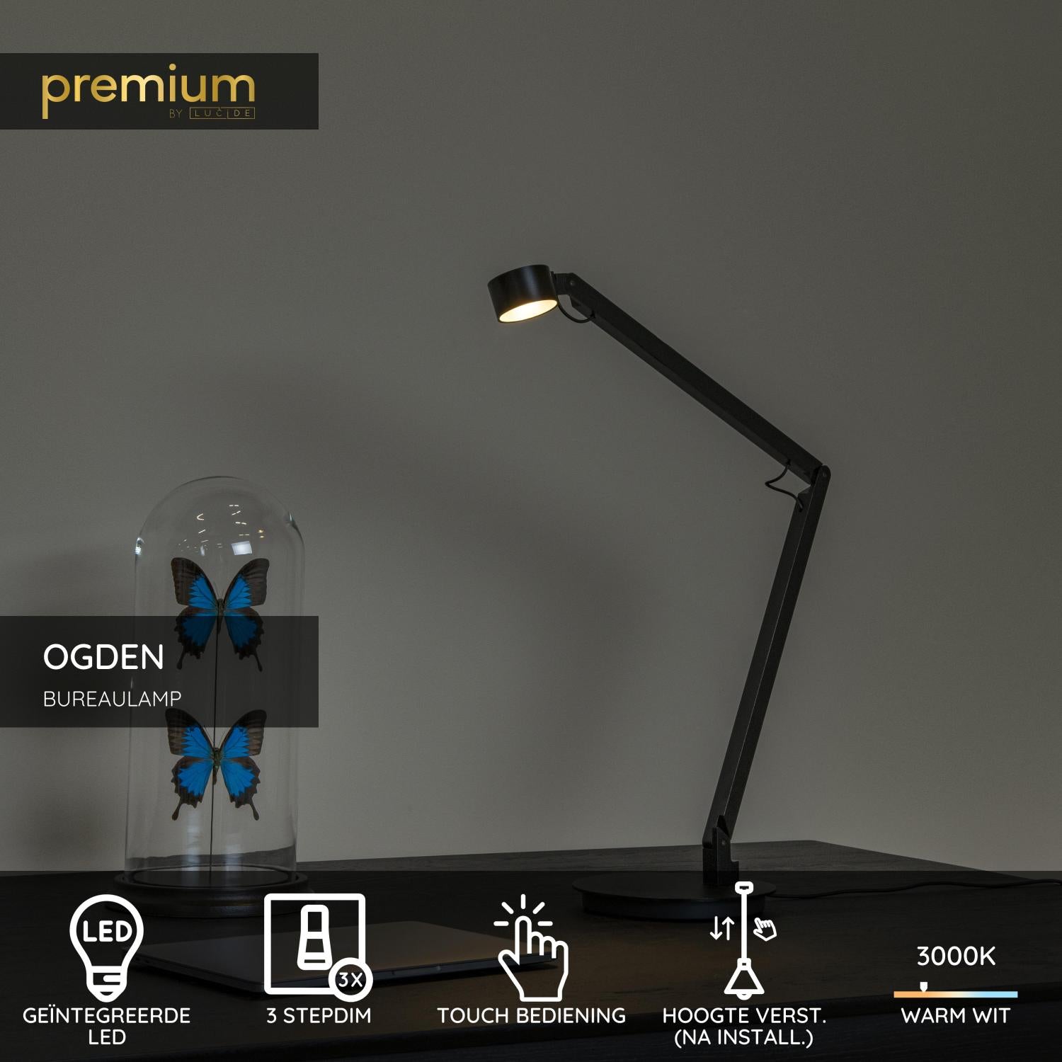 OGDEN - Lampe de bureau - LED 3 StepDim - 1x7W 3000K - Noir