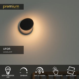 UFOR - Wandlamp - Ø 12 cm - LED Dim to warm - 1800K/3000K - Zwart