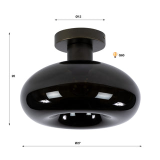 Plafondlamp Soll sienna bruin - 1-lichts, diameter 27 cm