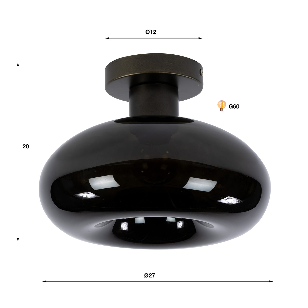 Ceiling lamp Soll sienna brown - 1-light, diameter 27 cm