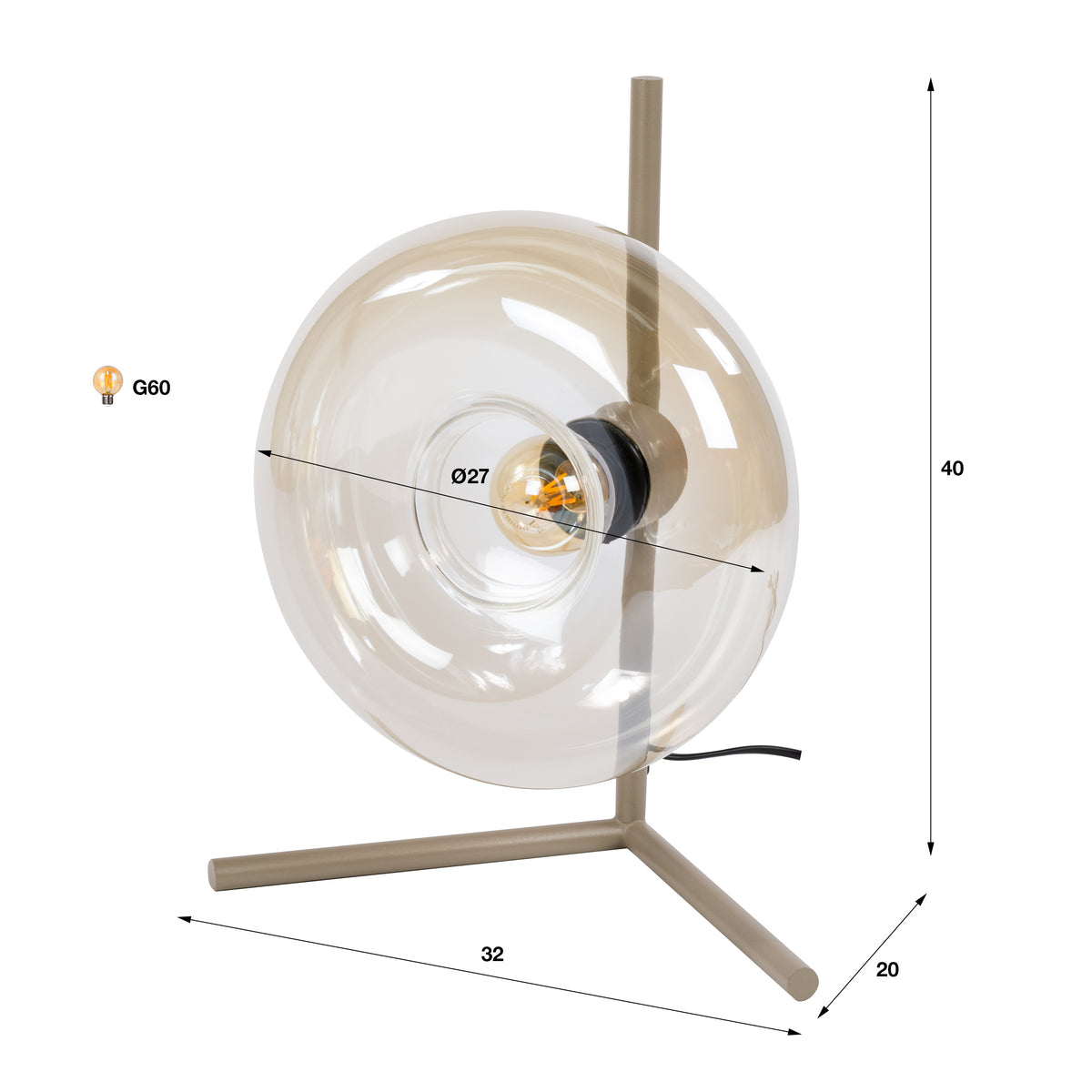 Table lamp Soll beige - 1-light, 40 cm high