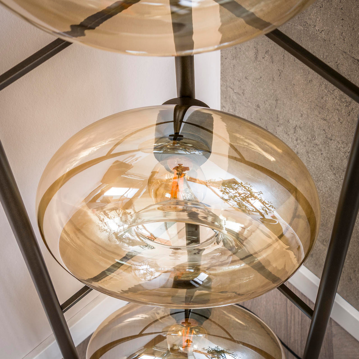 Lampadaire Soll verre ambré - 4 lumières, hauteur 168 cm