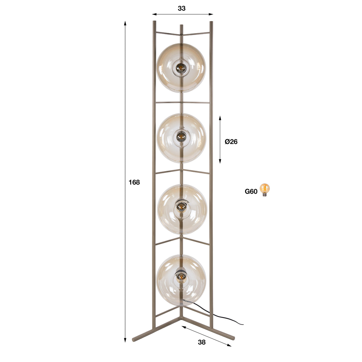 Floor lamp Soll beige - 4-light, 168 cm high