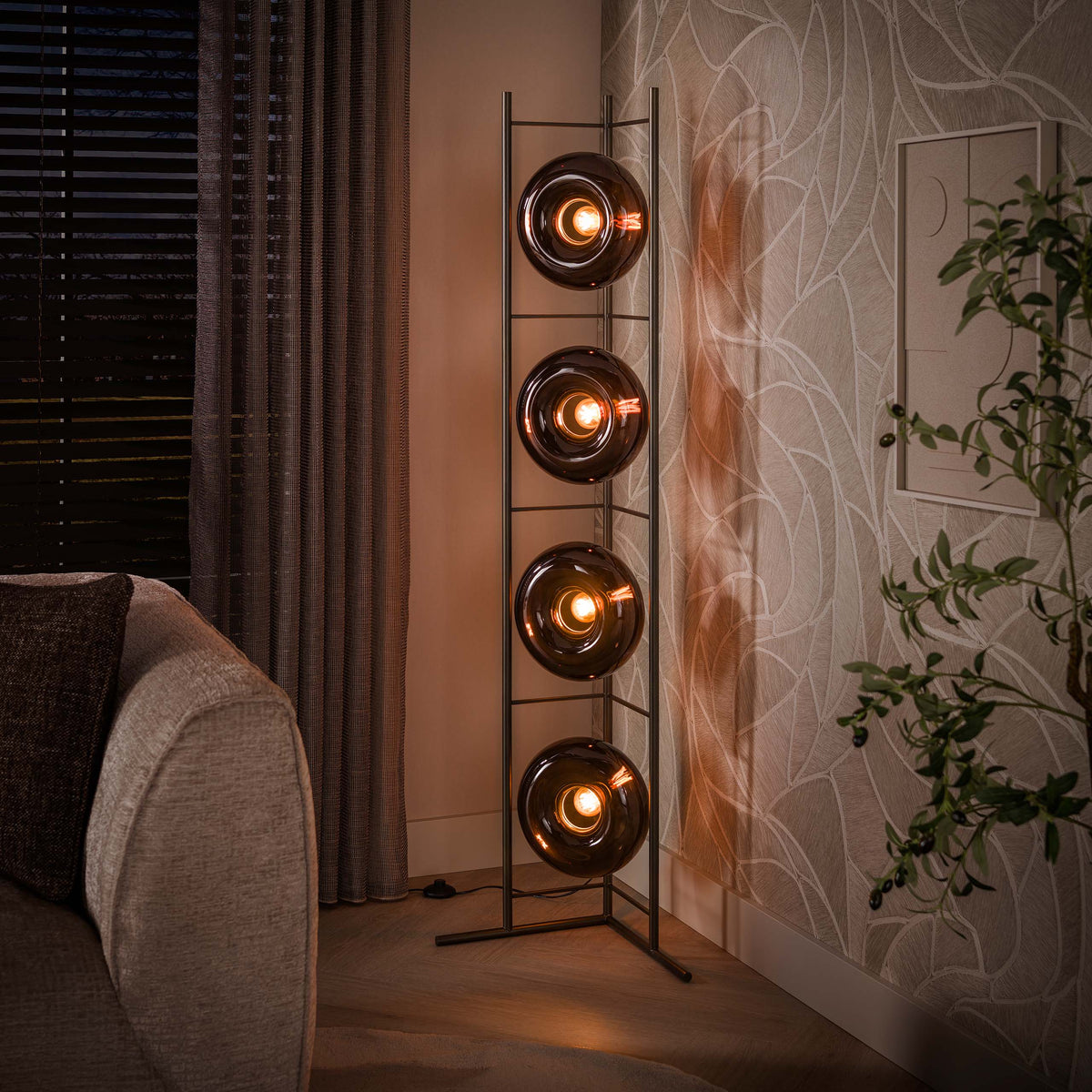 Floor lamp Soll sienna brown - 4-light, 168 cm high