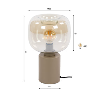 Lampe de table Serene beige - 1 lumière, hauteur 37 cm