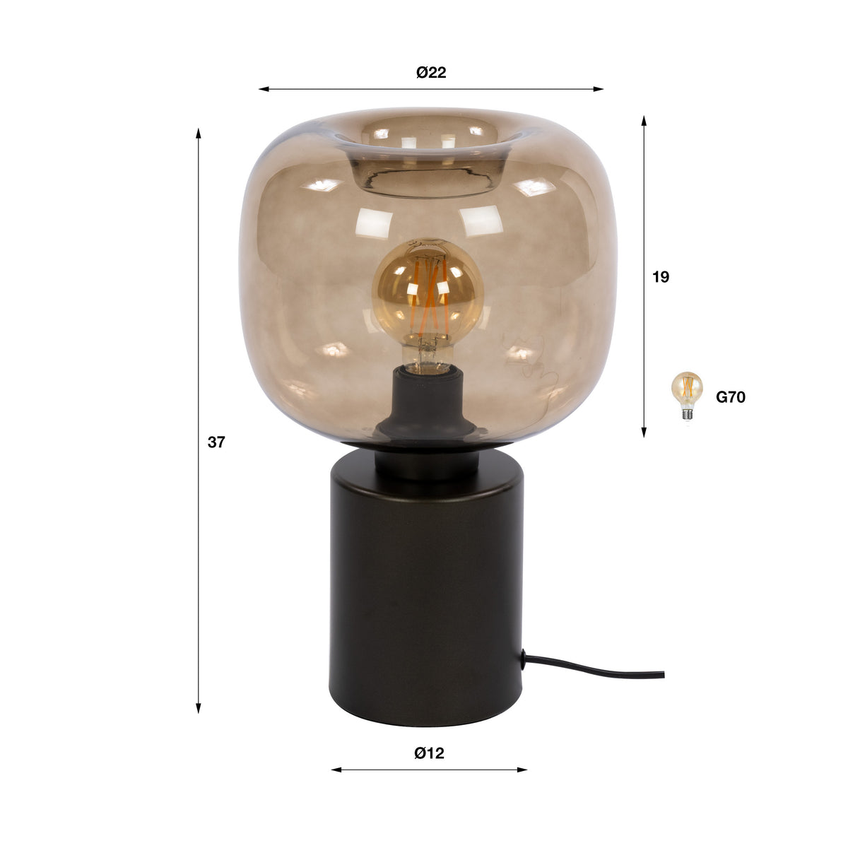 Table lamp Serene sienna brown - 1-light, 37 cm high