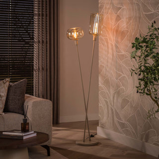 Lampadaire Serene beige - 2 lumières, hauteur 174 cm