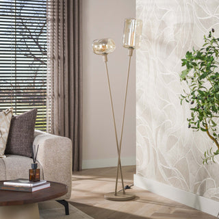 Lampadaire Serene beige - 2 lumières, hauteur 174 cm