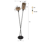 Vloerlamp Serene sienna bruin - 2-lichts, 174 cm hoog