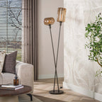 Vloerlamp Serene sienna bruin - 2-lichts, 174 cm hoog