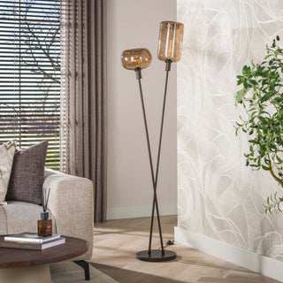 Vloerlamp Serene sienna bruin - 2-lichts, 174 cm hoog