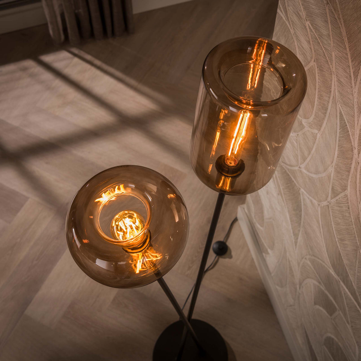 Floor lamp Serene sienna brown - 2-light, 174 cm high