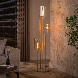 Floor lamp Serene switch tiered beige - 2+3-light, 170 cm high