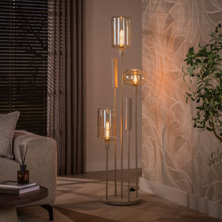 Floor lamp Serene switch tiered beige - 2+3-light, 170 cm high
