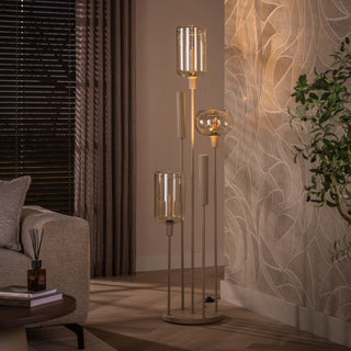 Floor lamp Serene switch tiered beige - 2+3-light, 170 cm high