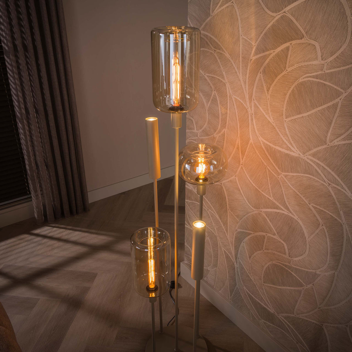 Floor lamp Serene switch tiered beige - 2+3-light, 170 cm high