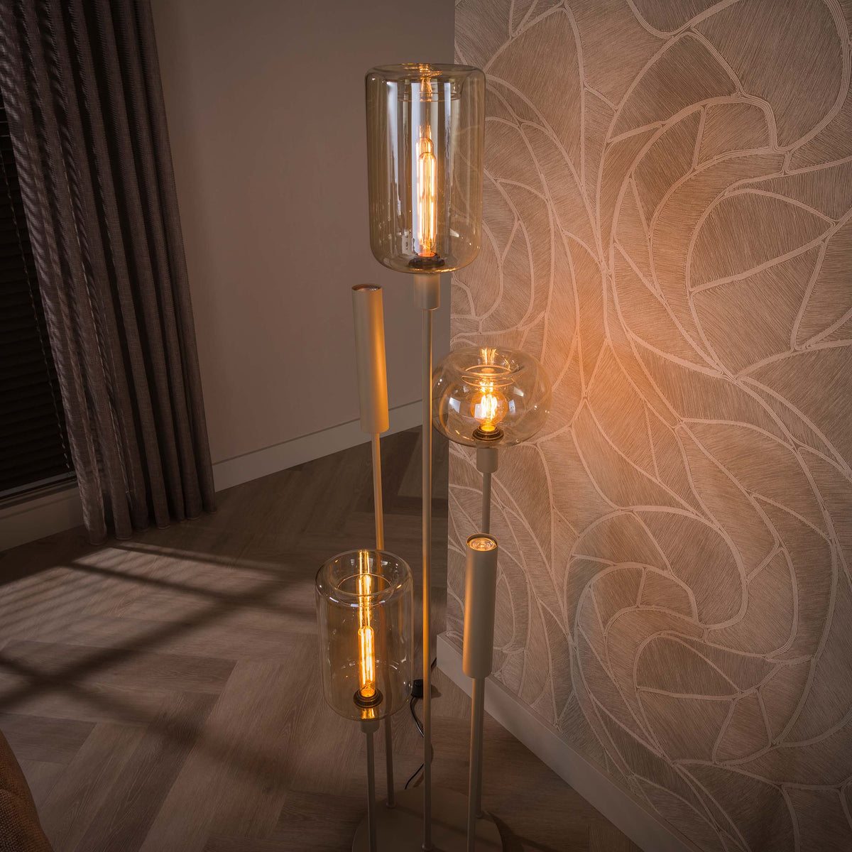 Floor lamp Serene switch tiered beige - 2+3-light, 170 cm high