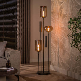 Vloerlamp Serene switch getrapt sienna bruin - 2+3-lichts, 170 cm hoog