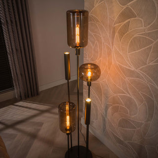 Vloerlamp Serene switch getrapt sienna bruin - 2+3-lichts, 170 cm hoog