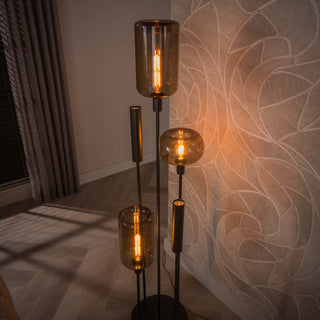Vloerlamp Serene switch getrapt sienna bruin - 2+3-lichts, 170 cm hoog