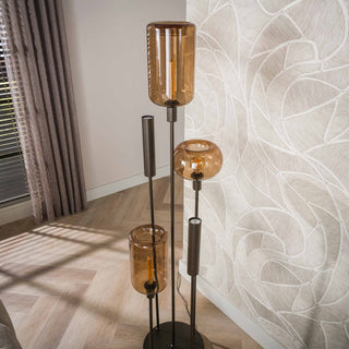 Vloerlamp Serene switch getrapt sienna bruin - 2+3-lichts, 170 cm hoog