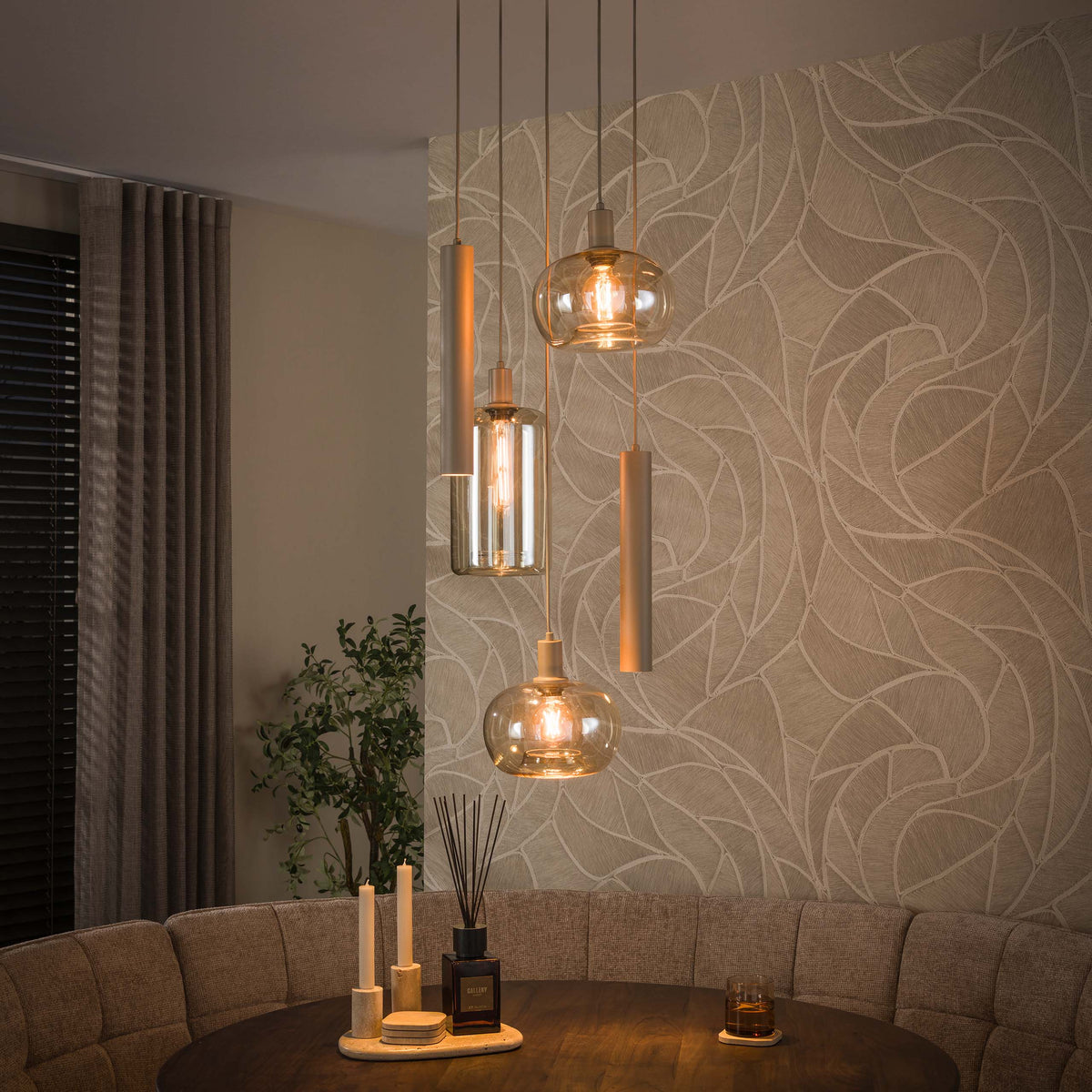 Pendant lamp Serene tiered beige - 5-light, diameter 50 cm