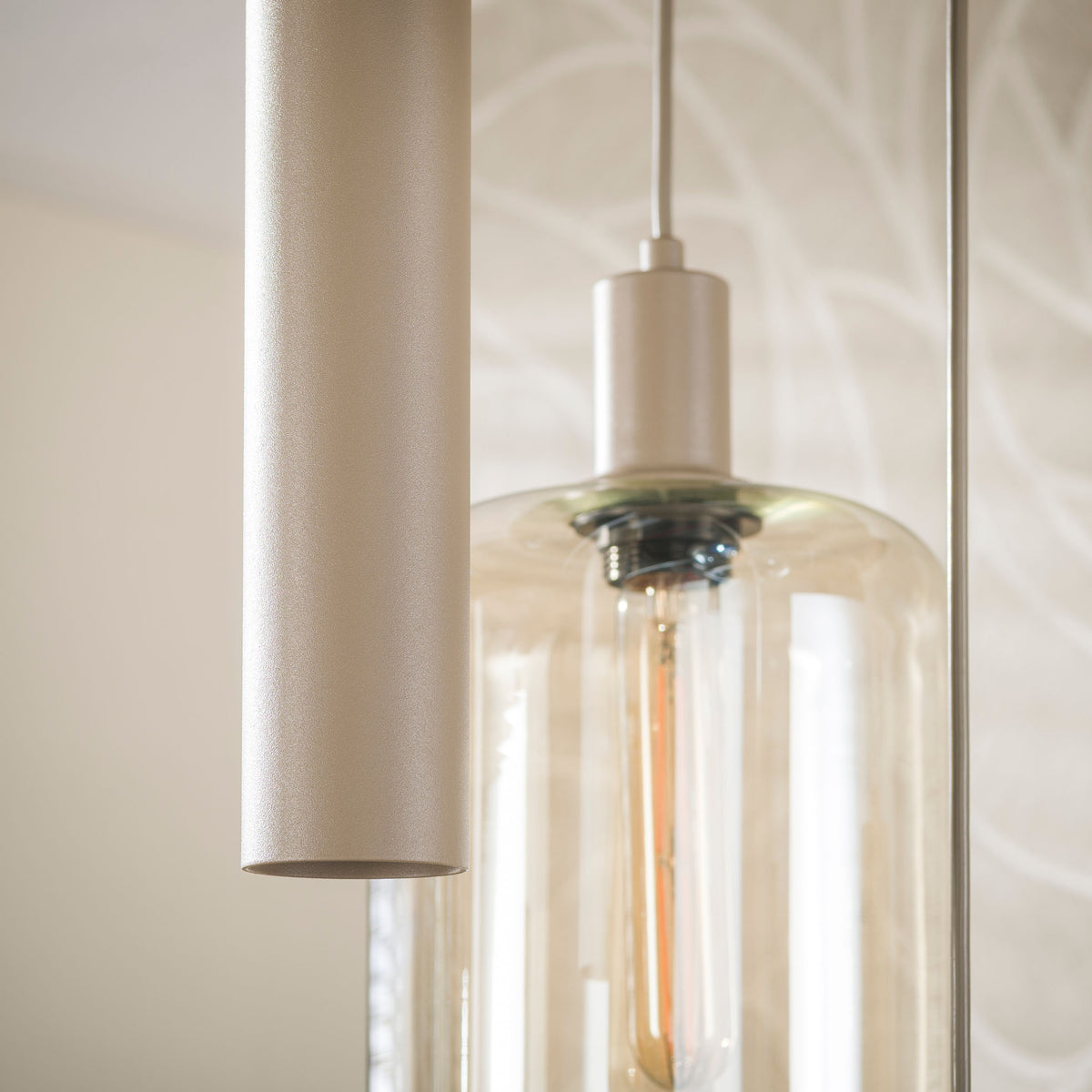 Pendant lamp Serene tiered beige - 5-light, diameter 50 cm