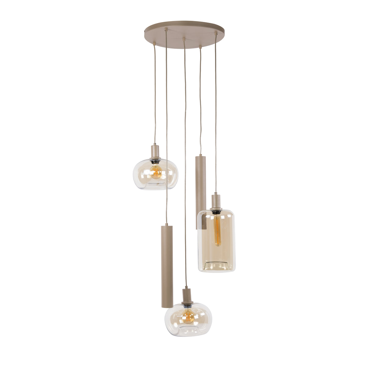 Pendant lamp Serene tiered beige - 5-light, diameter 50 cm