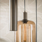 Hanglamp Serene getrapt sienna bruin - 5-lichts, diameter 50 cm