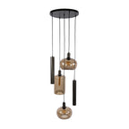 Hanglamp Serene getrapt sienna bruin - 5-lichts, diameter 50 cm