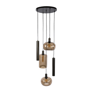 Hanglamp Serene getrapt sienna bruin - 5-lichts, diameter 50 cm