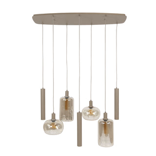 Hanglamp Serene beige - 4+3-lichts, 110 cm breed