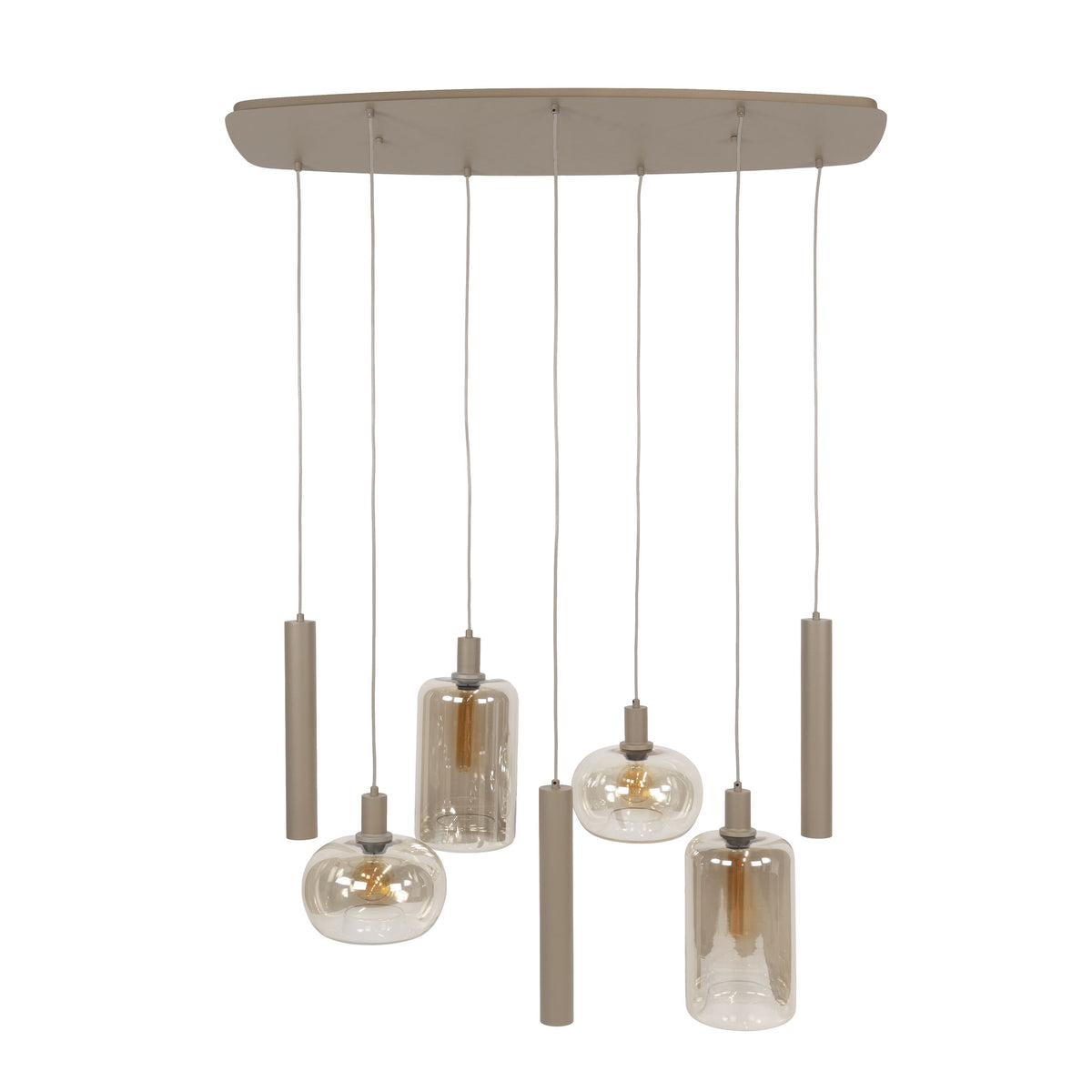 Hanglamp Serene beige - 4+3-lichts, 110 cm breed
