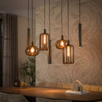Suspension Serene brun sienna - 4+3 lumières, largeur 110 cm