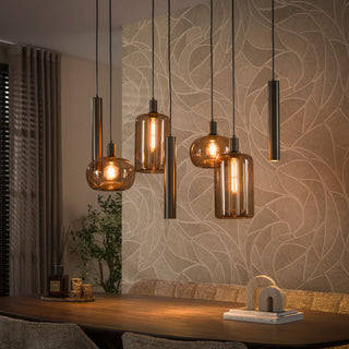 Suspension Serene brun sienna - 4+3 lumières, largeur 110 cm