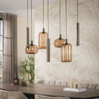 Suspension Serene brun sienna - 4+3 lumières, largeur 110 cm