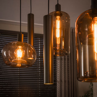 Suspension Serene brun sienna - 4+3 lumières, largeur 110 cm