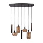 Suspension Serene brun sienna - 4+3 lumières, largeur 110 cm