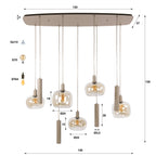 Suspension Serene beige - 5+4 lumières, largeur 130 cm