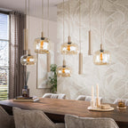 Suspension Serene beige - 5+4 lumières, largeur 130 cm