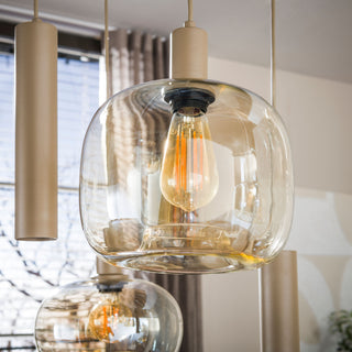 Suspension Serene beige - 5+4 lumières, largeur 130 cm
