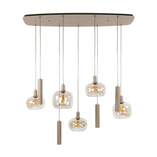 Suspension Serene beige - 5+4 lumières, largeur 130 cm