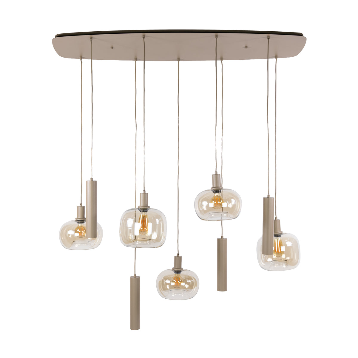 Hanglamp Serene beige - 5+4-lichts, 130 cm breed
