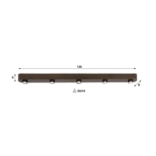 Plafondlamp Bar sienna bruin - 5-lichts, 135 cm breed