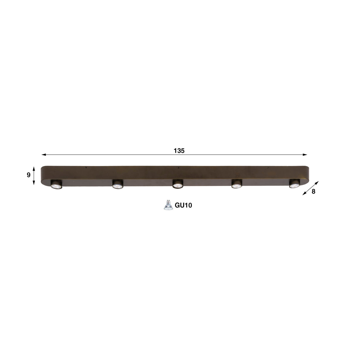 Ceiling lamp Bar sienna brown - 5-light, 135 cm wide