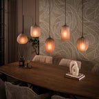 Suspension Altura brun sienna givré - 5 lumières, largeur 125 cm